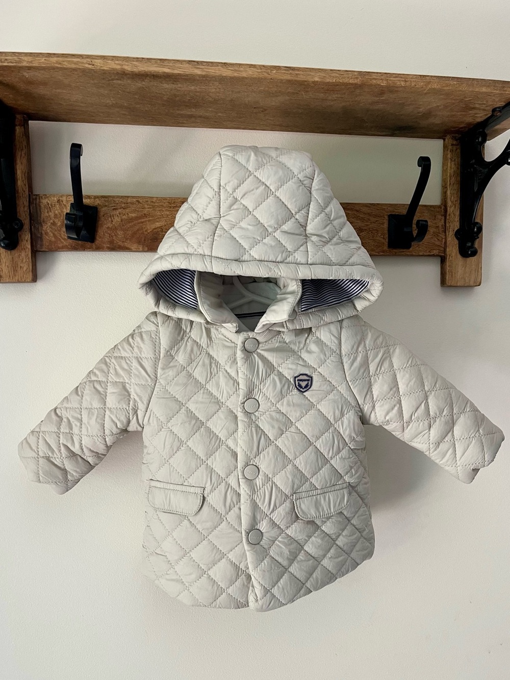Mayoral Baby Quilted Coat 1-2M Removable Hood + Shirt